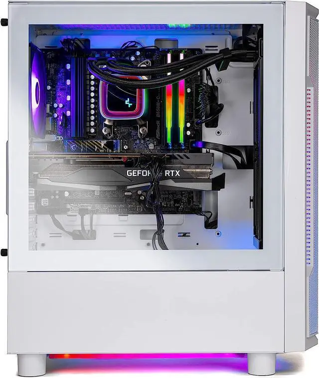 Alt view image 2 of 6 - Skytech Gaming Archangel Gaming PC Desktop  Intel Core i5 12400F 2.5 GHz, NVIDIA RTX 4070, 1TB NVME SSD, 16GB DDR4 RAM 3200, 750W Gold PSU, 11AC Wi-Fi, Windows 11 Home 64-bit,White