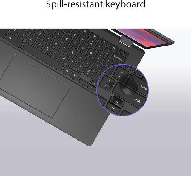 Alt view image 3 of 8 - ASUS Chromebook CM14 Laptop, 14" HD Anti-Glare Display (1366x768), MediaTek Kompanio 520, 4GB RAM, 64GB eMMC, ChromeOS, Gray, CM1402CM2A-DS44