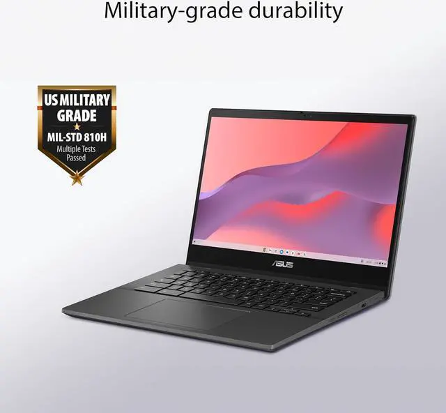 Alt view image 4 of 8 - ASUS Chromebook CM14 Laptop, 14" HD Anti-Glare Display (1366x768), MediaTek Kompanio 520, 4GB RAM, 64GB eMMC, ChromeOS, Gray, CM1402CM2A-DS44