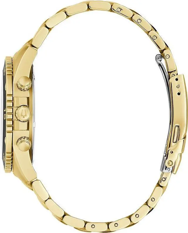 Alt view image 2 of 5 - Bulova Men's Marine Star Gold Chronograph Stainless Steel Watch, Black Dial Style: 98B406