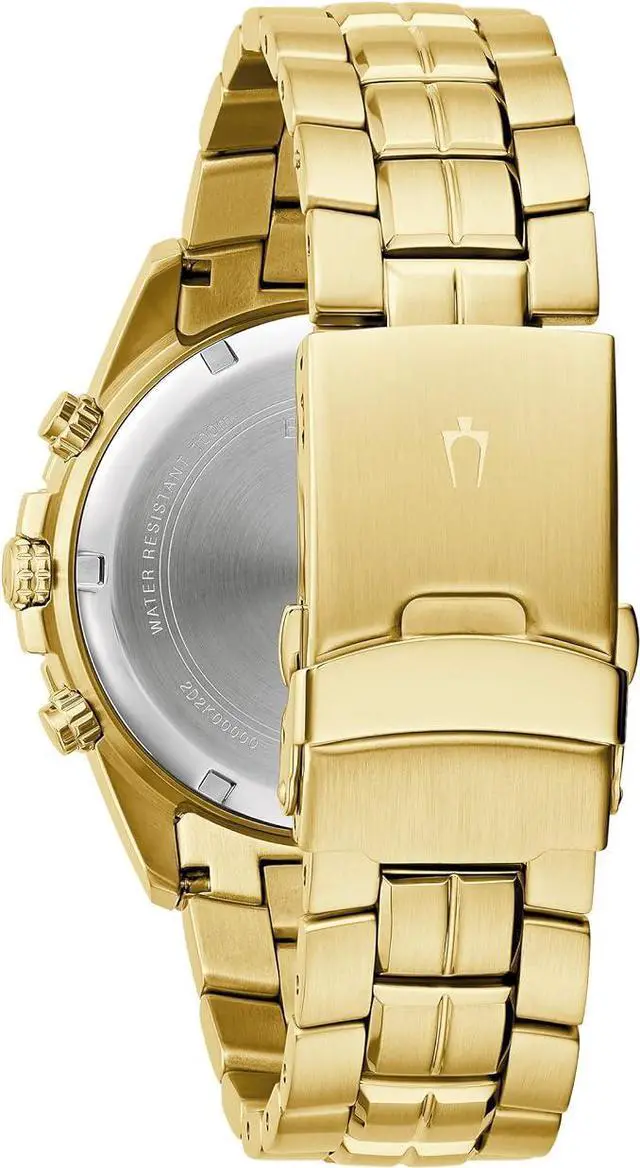 Alt view image 3 of 5 - Bulova Men's Marine Star Gold Chronograph Stainless Steel Watch, Black Dial Style: 98B406