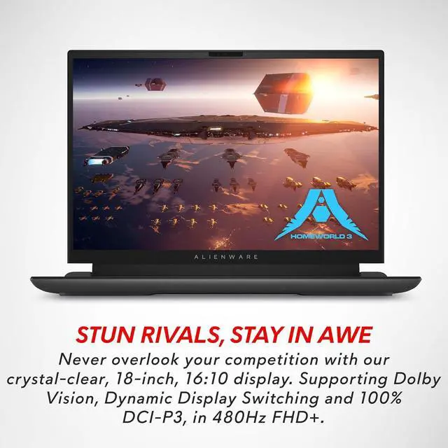 Alt view image 2 of 6 - Dell Alienware m18 AMD Gaming Laptop - 18-inch FHD+ (1920 x 1200) 480Hz 3ms Display, AMD Ryzen 9-7845HX, 32GB DDR5 RAM, 1TB SSD, NVIDIA GeForce RTX 4080 GDDR6, 1-Year Premium Support -