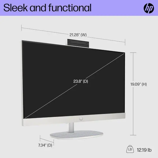 Alt view image 3 of 3 - HP 23.8 inch All-in-One Desktop PC, FHD Display, Intel Core i3-N300, 8 GB RAM, 512 GB SSD, Intel UHD Graphics, Windows 11 Home, 24-cr0042 (2023)