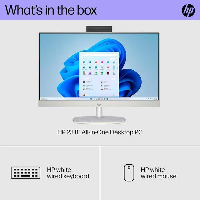Alt view image 2 of 3 - HP 23.8 inch All-in-One Desktop PC, FHD Display, Intel Core i3-N300, 8 GB RAM, 512 GB SSD, Intel UHD Graphics, Windows 11 Home, 24-cr0042 (2023)