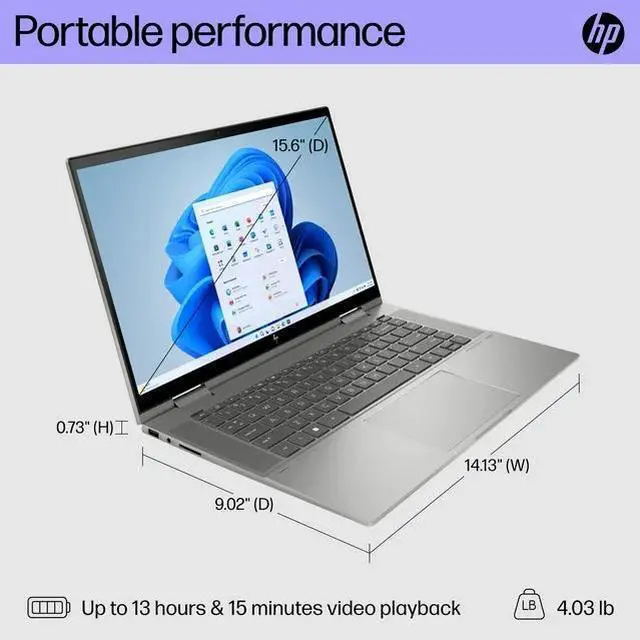 Alt view image 5 of 5 - HP ENVY x360 Convertible 15.6" FDH Touch Laptop, AMD Ryzen 5, 12GB, 256GB, Windows 11, 15-ey1077wm
Tablet Notebook 2-in-1