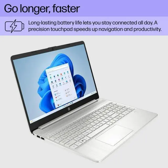Alt view image 6 of 7 - HP 15.6" FHD Touch Laptop, AMD Ryzen 7 5700U, 16GB RAM, 512GB SSD, Silver, Win 11 Home, 15-ef2747wm