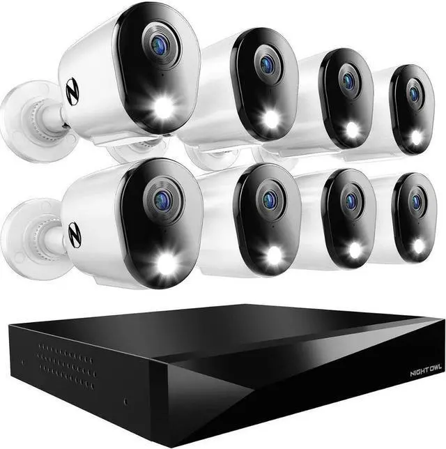 Main image of Night Owl - 12 Channel 8 Camera Wired 2K 1TB DVR Security System with 2-way Audio - White