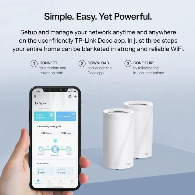 Alt view image 6 of 6 - TP-Link Deco BE33000 Quad-Band WiFi 7 Mesh System (Deco BE95) for Whole Home Coverage up to 7800 Sq.Ft with AI-Driven Smart Antennas, 10G Multi-Gig Ethernet ports, Replaces Router and Extender(2-pack)