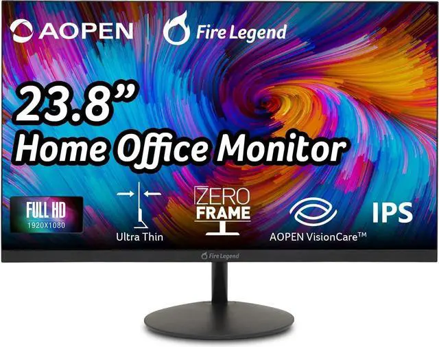 Main image of AOPEN 24SA2Y Ebi 23.8" Full HD 1920 x 1080 Zero-Frame IPS Gaming Office Monitor | AMD FreeSync Technology | Ultra-Thin Stylish Design | Up to 100Hz | 1ms TVR | Low Blue Light | Tilt | HDMI & VGA Ports