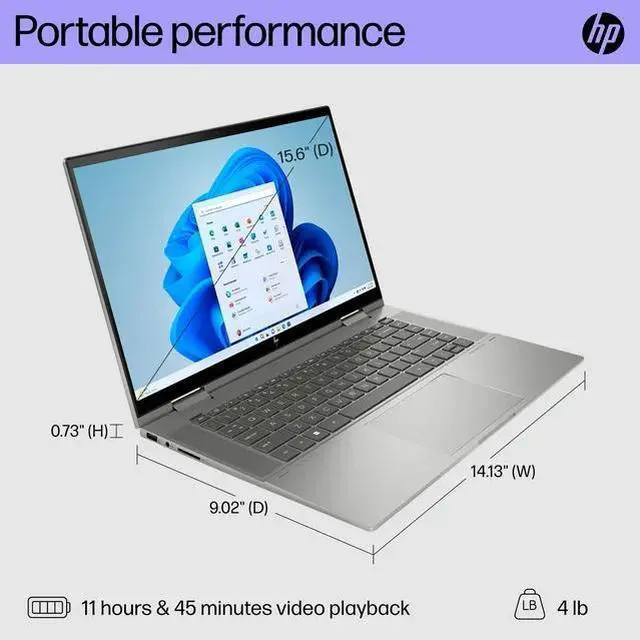 Alt view image 4 of 6 - HP ENVY x360 2-in-1 Convertible 15.6" FHD Touch Laptop, Intel Core i5-1335U, 8GB RAM, 512GB SSD, Mineral Silver, Windows 11 Home, 15-ew1058wm