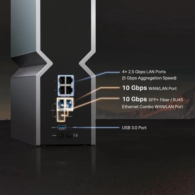 Alt view image 4 of 12 - TP-Link Tri-Band BE19000 WiFi 7 Router (Archer BE800) | 12-Stream 19 Gbps | 2 × 10G + 4 × 2.5G Ports | LED Screen | 8 High-Performance Antennas | VPN, Easy Mesh, 4×4 MU-MIMO, HomeShield, Private IoT