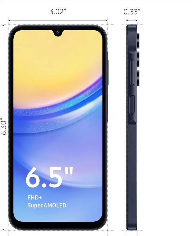 Alt view image 2 of 3 - SAMSUNG Galaxy A15 5G A Series Cell Phone, 128GB Unlocked Android Smartphone, AMOLED Display, Expandable Storage, Knox Security, Super Fast Charging, US Version, 2024, Blue Black