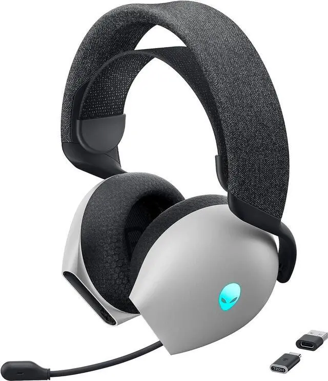 Main image of Alienware AW720H Dual-Mode Wireless Gaming Headset - Dolby Atmos Spatial Sound, Wireless 2.4 GHz, 3.5mm Connector Cable, in-line Controls, Integrated Microphone, Unidirectional - Lunar Light