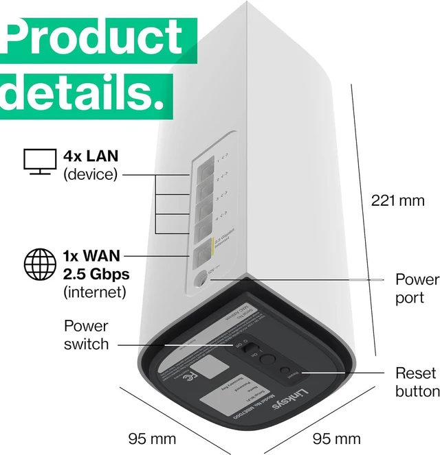 Alt view image 2 of 8 - Linksys Velop Pro 7 WiFi Mesh System | Two Cognitive Mesh Tri-Band routers with Over 10 Gbps Speeds | Whole Home Coverage up to 6,000 sq. ft. | Connect 200+ Devices | 2 Pack MBE7002 | 2023 Release