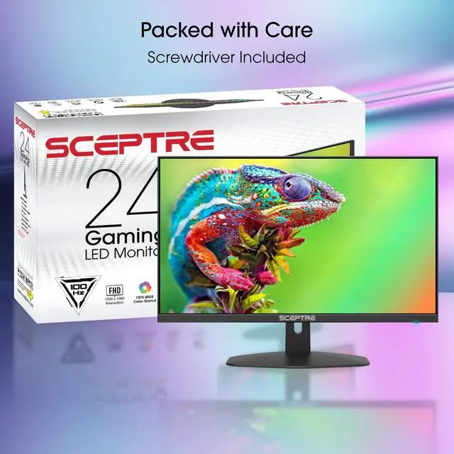 Alt view image 3 of 11 - Sceptre New 24-inch Gaming Monitor 100Hz 1ms DisplayPort HDMI x2 100% sRGB AMD FreeSync Build-in Speakers, Eye Care Frameless Machine Black 2024 (E248W-FW100T)