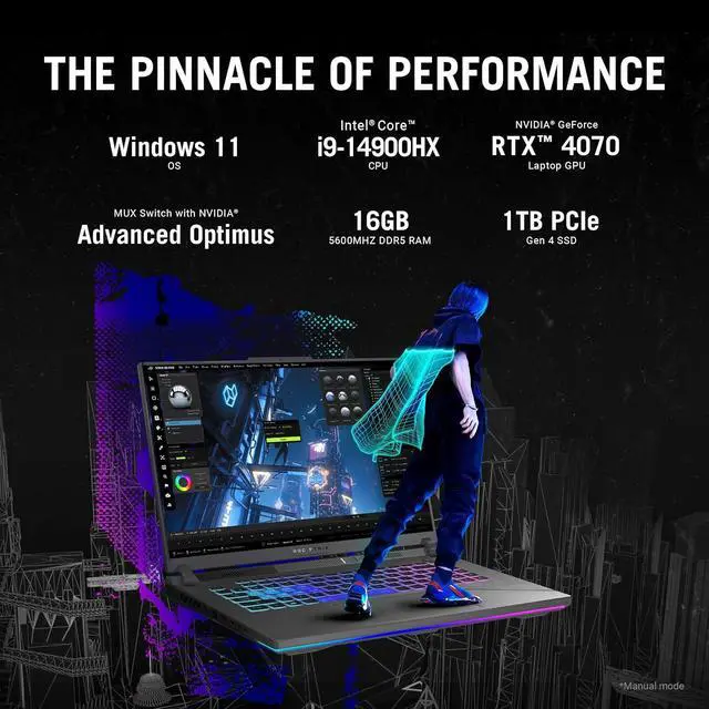 Alt view image 3 of 8 - ASUS ROG Strix G16 (2024) Gaming Laptop, 16 ROG Nebula Display 16:10 QHD 240Hz, NVIDIA® GeForce RTX 4070, Intel® Core i9-14900HX, 16GB DDR5-5600, 1TB PCIe Gen4 SSD, Wi-Fi 6E, Win 11, G614JIR-AS94
