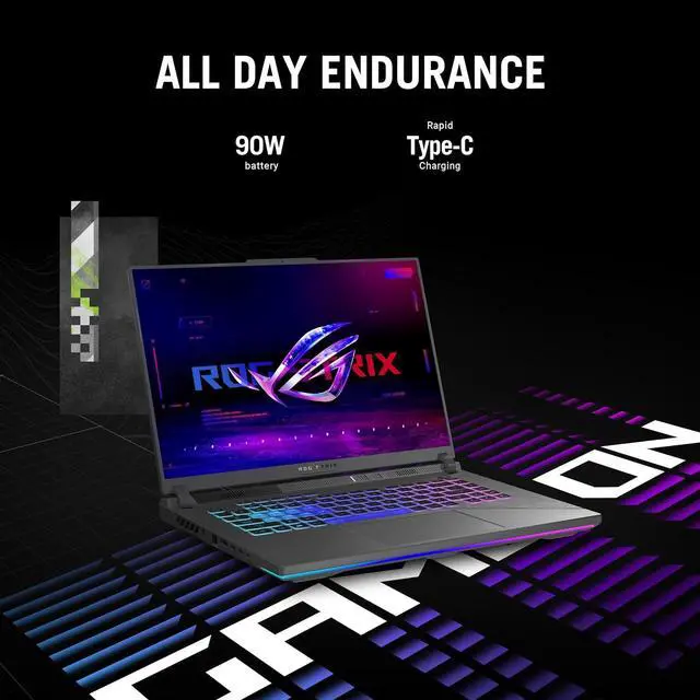 Alt view image 6 of 8 - ASUS ROG Strix G16 (2024) Gaming Laptop, 16 ROG Nebula Display 16:10 QHD 240Hz, NVIDIA® GeForce RTX 4070, Intel® Core i9-14900HX, 16GB DDR5-5600, 1TB PCIe Gen4 SSD, Wi-Fi 6E, Win 11, G614JIR-AS94