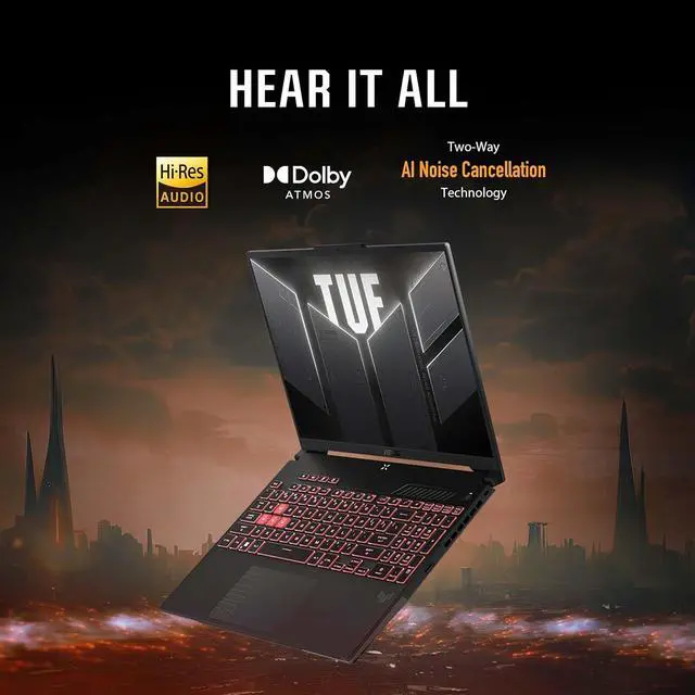 Alt view image 5 of 7 - ASUS TUF Gaming A16 (2024) Gaming Laptop, 16 QHD+ 165Hz 16:10 Display, AMD Ryzen 9 7940HX, NVIDIA® GeForce RTX 4070, 16GB DDR5, 1TB PCIe Gen4 SSD, Wi-Fi 6, Windows 11, FA607PI-AS94