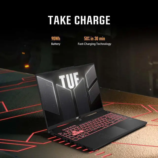 Alt view image 3 of 7 - ASUS TUF Gaming A16 (2024) Gaming Laptop, 16 QHD+ 165Hz 16:10 Display, AMD Ryzen 9 7940HX, NVIDIA® GeForce RTX 4070, 16GB DDR5, 1TB PCIe Gen4 SSD, Wi-Fi 6, Windows 11, FA607PI-AS94