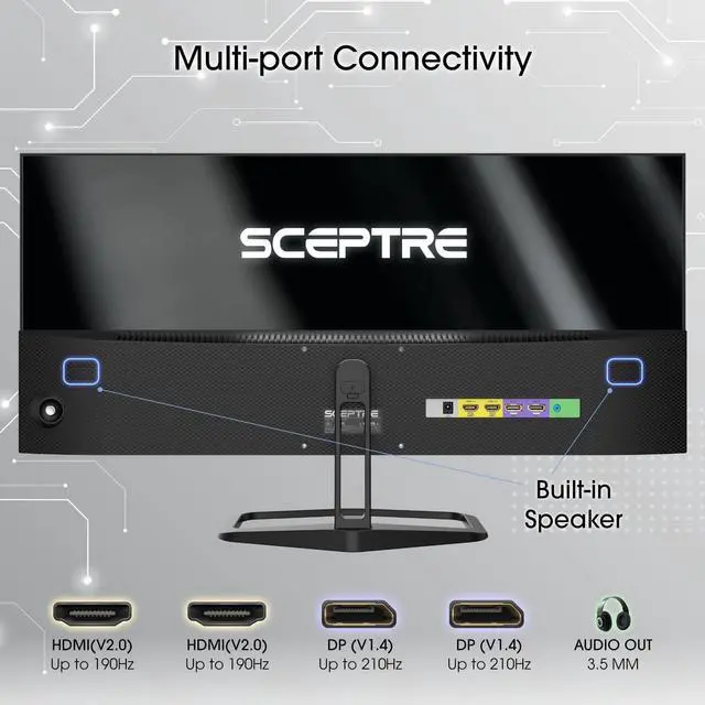 Alt view image 4 of 14 - Sceptre 30-inch IPS Monitor 21:9 DisplayPort x2 up to 210Hz 1ms Ultra Wide/Slim Build-in Speakers, Machine Black 2024 (E305B-FU200T)