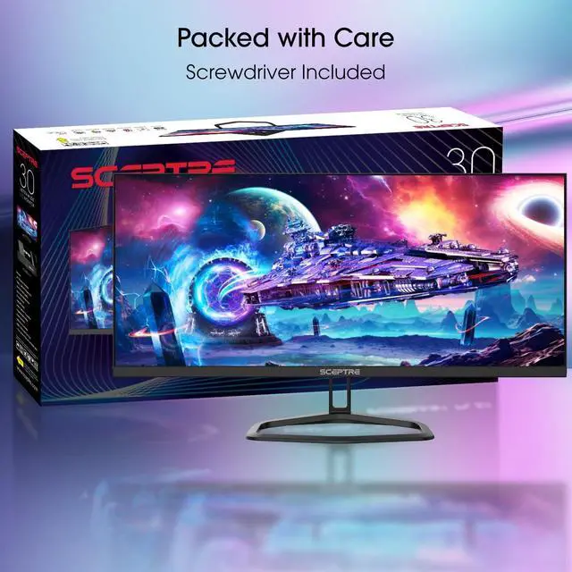 Alt view image 5 of 14 - Sceptre 30-inch IPS Monitor 21:9 DisplayPort x2 up to 210Hz 1ms Ultra Wide/Slim Build-in Speakers, Machine Black 2024 (E305B-FU200T)