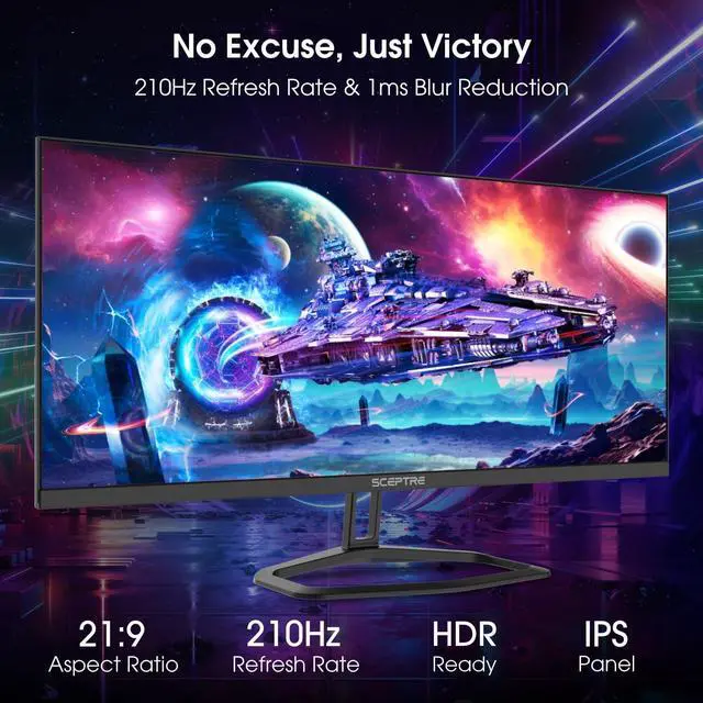 Alt view image 3 of 14 - Sceptre 30-inch IPS Monitor 21:9 DisplayPort x2 up to 210Hz 1ms Ultra Wide/Slim Build-in Speakers, Machine Black 2024 (E305B-FU200T)