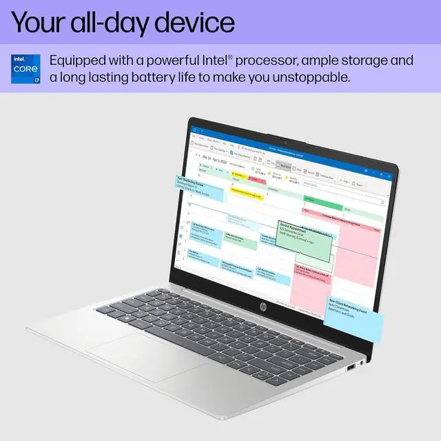 Alt view image 3 of 7 - HP 14 inch Laptop, FHD Display, 13th Generation Intel Core i7-1355U, 16 GB RAM, 512 GB SSD, Intel Iris Xe Graphics, Windows 11 Home, 14-ep0199nr (2024)