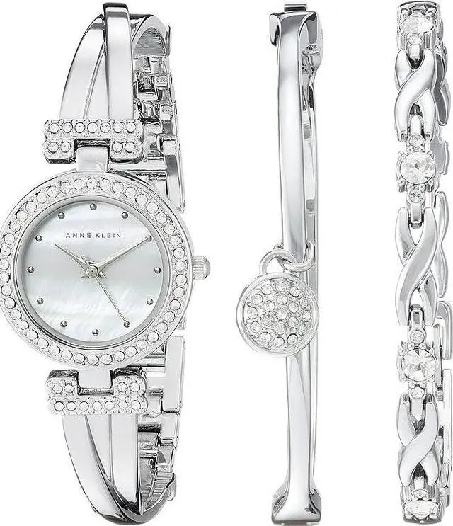 Main image of Anne Klein Women's Premium Crystal Accented Bangle Watch and Bracelet Set