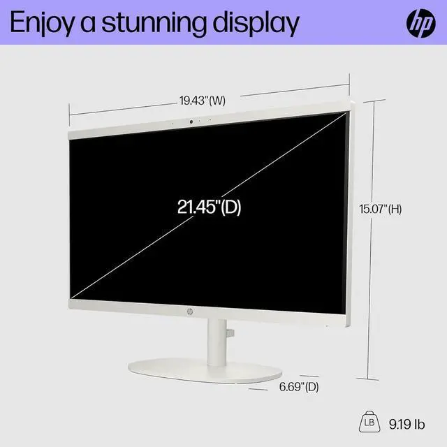 Alt view image 2 of 4 - HP 22 inch All-in-One Desktop PC, FHD Display, Intel N200, 8 GB RAM, 256 GB SSD, Intel UHD Graphics, Windows 11 Home, 22-dg0012 (2024)