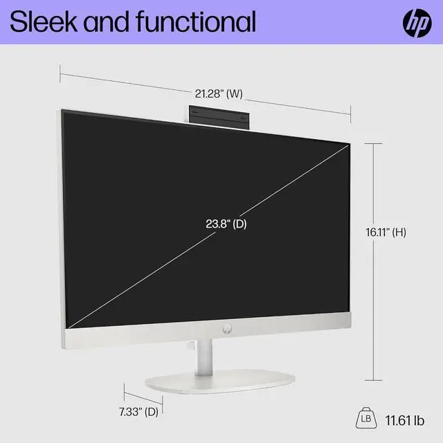 Alt view image 2 of 4 - HP 24 inch All-in-One Desktop PC, FHD Touchscreen, AMD Ryzen 3 7320U, 8 GB RAM, 256 GB SSD, AMD Radeon Graphics, Windows 11 Home, 24-cr0220 (2024)