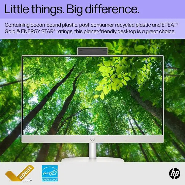 Alt view image 3 of 4 - HP 24 inch All-in-One Desktop PC, FHD Touchscreen, AMD Ryzen 3 7320U, 8 GB RAM, 256 GB SSD, AMD Radeon Graphics, Windows 11 Home, 24-cr0220 (2024)