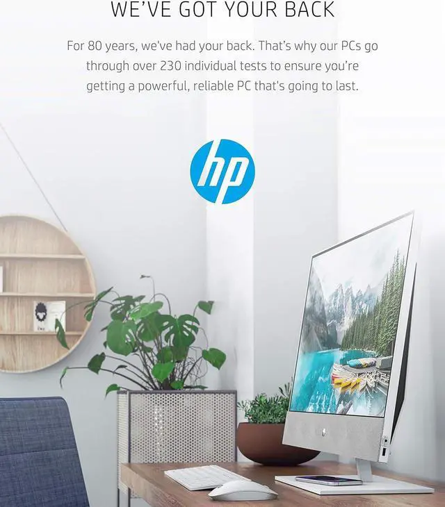 Alt view image 3 of 4 - HP 27 Pavilion All-in-One PC, 10th Gen Intel i7-10700T Processor, 16 GB RAM, Dual Storage 512 GB SSD and 1TB HDD, Full HD IPS 27 Inch Touchscreen, Windows 10 Home, Keyboard and Mouse (27-d0072, 2020)