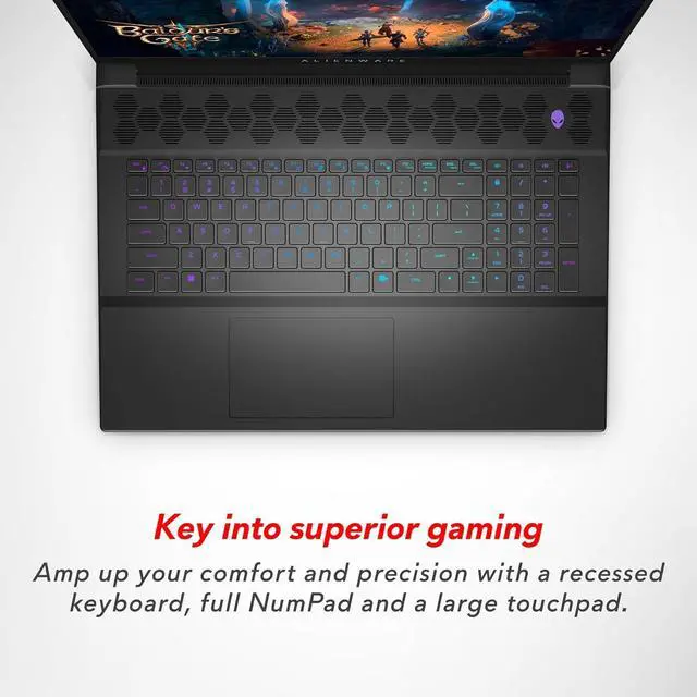 Alt view image 2 of 6 - Dell Alienware M18 Gaming Laptop - 18-inch QHD+ 165Hz 3ms Display, Intel Core i7-14700HX, 16GB DDR5 RAM, 1TB SSD, NVIDIA GeForce RTX 4070 8GB GDDR6, Windows 11 Home, Onsite Service - Dark Metallic