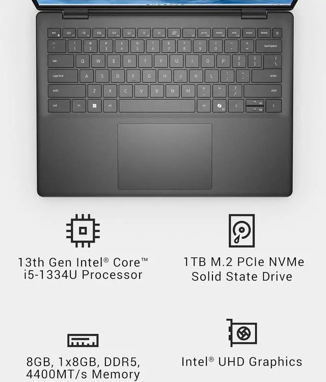 Alt view image 4 of 4 - Dell Inspiron 5440 Laptop - 14.0-inch 16:10 FHD+ (1920 x 1200) Display, Intel Core i5-1334U Processor, 8GB DDR5 RAM, 512GB SSD, Intel UHD Graphics, Windows 11 Home, Onsite Service - Carbon Black