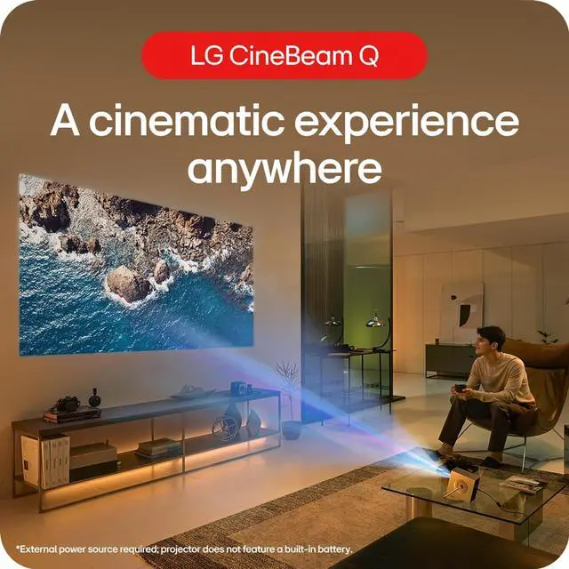 Alt view image 2 of 6 - LG CineBeam Q HU710PB 4K Smart Portable Projector with Auto Screen Adjustment, Auto Focus, RGB Laser, Up to 154% DCI-P3