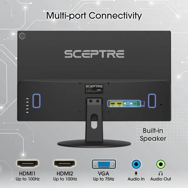 Alt view image 3 of 5 - Sceptre  24-inch Professional Monitor 100Hz 1ms HDMI x2 VGA 100% sRGB Build-in Speakers, Eye Care Machine Black 2024 (E248W-FW100TR)