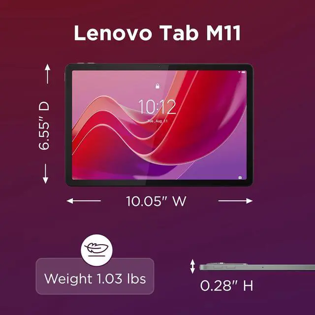 Alt view image 3 of 3 - Lenovo Tab M11, 11 Display, MediaTek Helio G88 Octa-Core, 4GB RAM, 64GB SSD, 1920x1200 px, Ambient Light-Sensor, 10 Hour Battery, Comes w/Pen, Luna Grey