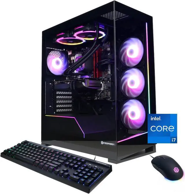 Main image of CyberPowerPC Gamer Xtreme Gaming Desktop Liquid Cooled Intel Core i7-14700KF NVIDIA GeForce RTX 4070 12GB 32GB DDR5 1TB SSD Black (2024)