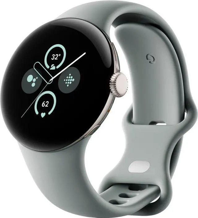 Main image of Google - Pixel Watch 2 Champagne Gold Smartwatch with Hazel Active Band Wi-Fi - Champagne Gold