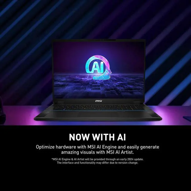 Alt view image 4 of 14 - MSI Stealth 18 AI Studio A1V Stealth 18 AI Studio A1VHG-019US 18" Gaming Notebook - QHD+ - Intel Core Ultra 9 185H - 32 GB - 1 TB SSD - Windows 11 Home - NVIDIA GeForce RTX 4080 with 12 GB - Webcam