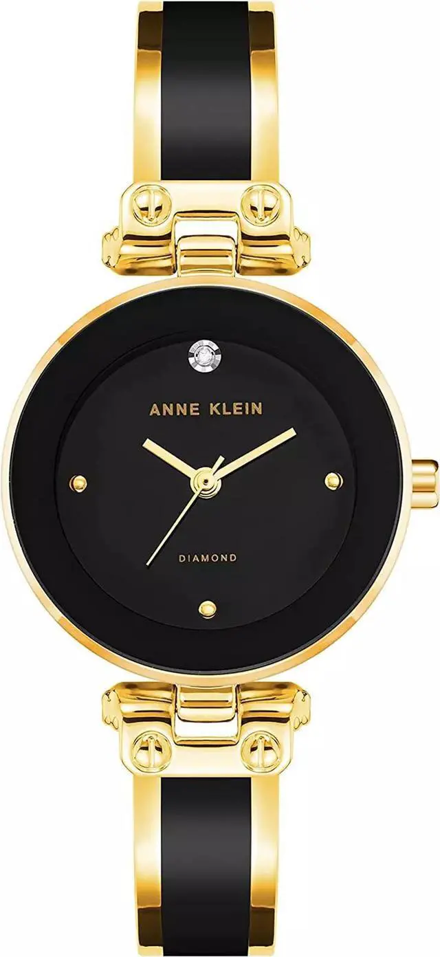 Main image of Anne Klein Women's Genuine Diamond Dial Bangle Watch AK/1980BKGB
