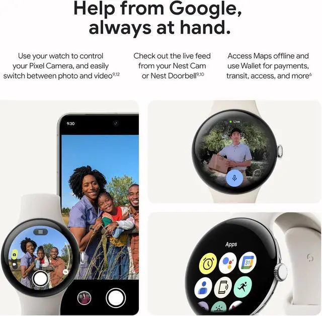 Alt view image 2 of 2 - Google Pixel Watch 3 (41mm) - Android Smartwatch with Heart Rate Tracking, Advanced Running from Fitbit, Fitness Insights, 24-Hour Battery - Champagne Gold Aluminum Case - Hazel Band - Wi-Fi