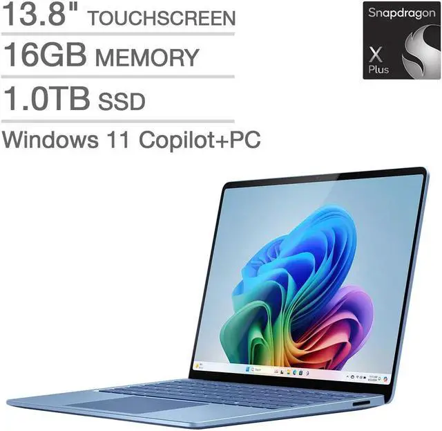 Main image of Microsoft Surface Laptop 13.8" PixelSense Flow 2304 x 1536 Touchscreen - Qualcomm Snapdragon X Plus (10 core) Processor - Windows 11 Copilot+ PC - Sapphire 16GB RAM 1TB SSD