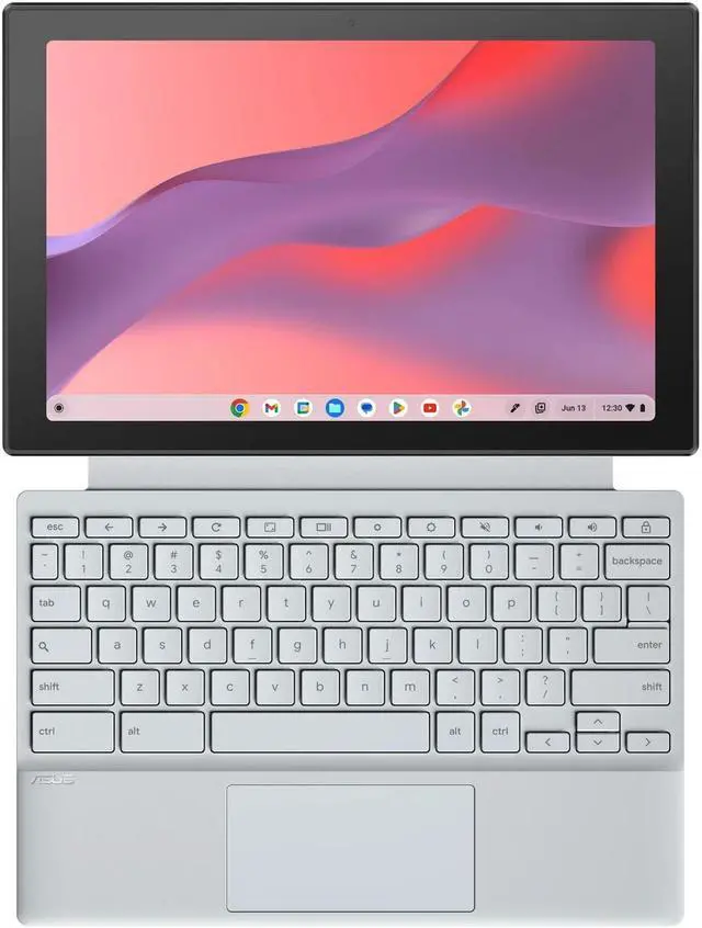 Alt view image 3 of 5 - ASUS Chromebook CM30 10.5 inch WUXGA Touch 2-in-1 Tablet MediaTek Kompanio 520 8GB RAM 128GB eMMC Stylus Included Fog Silver