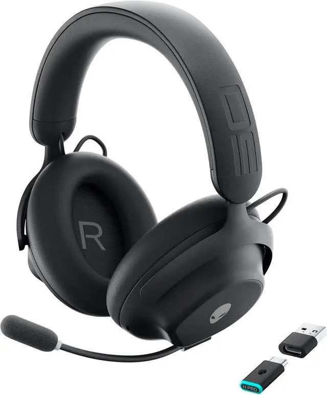 Main image of Alienware Pro Wireless Gaming Headset - Wired/Wireless, Bluetooth 5.3, 15 Minute Fast Charging, Audio Output 20 Hz, Battery Talk Time (ANC on) Up to 24 Hrs (Bluetooth), Dark Side of The Moon