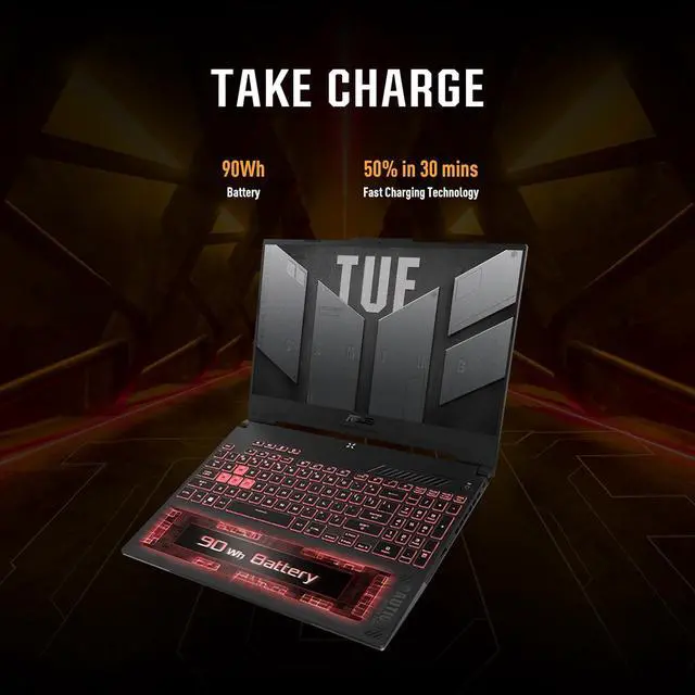 Alt view image 6 of 7 - ASUS TUF Gaming A15 Gaming Laptop, 15.6 FHD 144Hz, 100% sRGB Display, GeForce RTX 4050, AMD Ryzen 7 7435HS, 16GB DDR5, 512GB PCIe SSD, Wi-Fi 6, Windows 11, FA507NUR-AS73