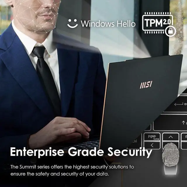 Alt view image 7 of 7 - MSI Summit 13 AI+ Evo (2024) 13.3" FHD+ Professional Laptop: Intel Core Ultra 7-258V, ARC Graphics, 32GB LPDDR5X, 2TB NVMe SSD, Thunderbolt 4, Win 11 Pro: Ink Black A2VMTG-017US