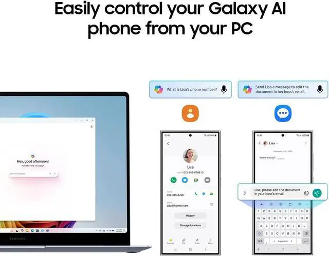 Alt view image 3 of 7 - Samsung - Galaxy Book4 Edge - Copilot+ PC - 16" AMOLED Touch-Screen Laptop - Snapdragon X Elite 3.8Ghz- 16GB Memory- 1TB Storage - Sapphire Blue