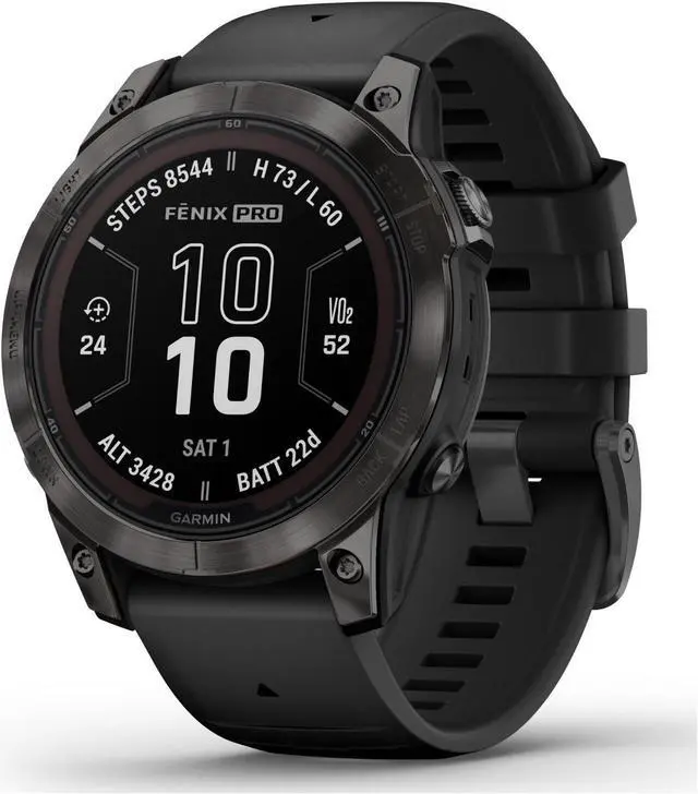Alt view image 6 of 6 - Garmin fenix 7 Pro  Sapphire Solar Edition, Carbon Gray DLC Titanium with Black Band | Solar Charging GPS Smart Watch 010-02777-10