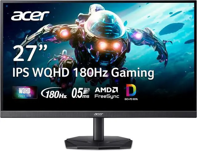 Main image of Acer Nitro 27" WQHD 2560 x 1440 IPS Gaming Monitor | AMD FreeSync | Up to 180Hz Refresh | Up to 0.5ms | DCI-P3 95% | HDR 10 Support | 1 x Display Port 1.2 & 2 x HDMI 2.0 | KG271U N3bmiipx